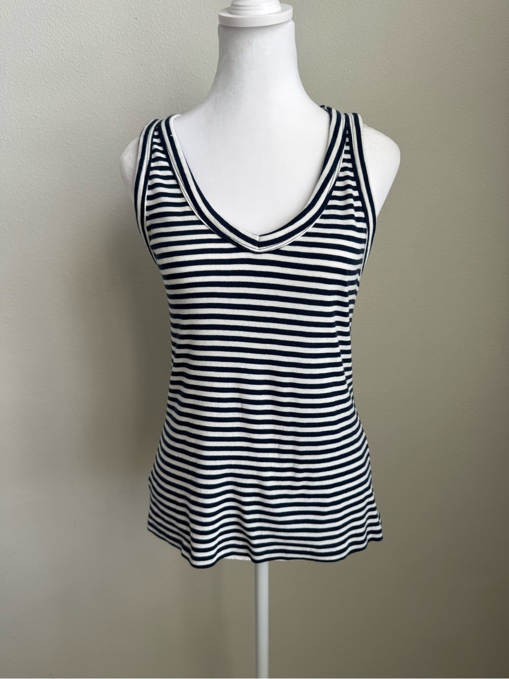 LOFT Navy & White Striped V-Neck Tank